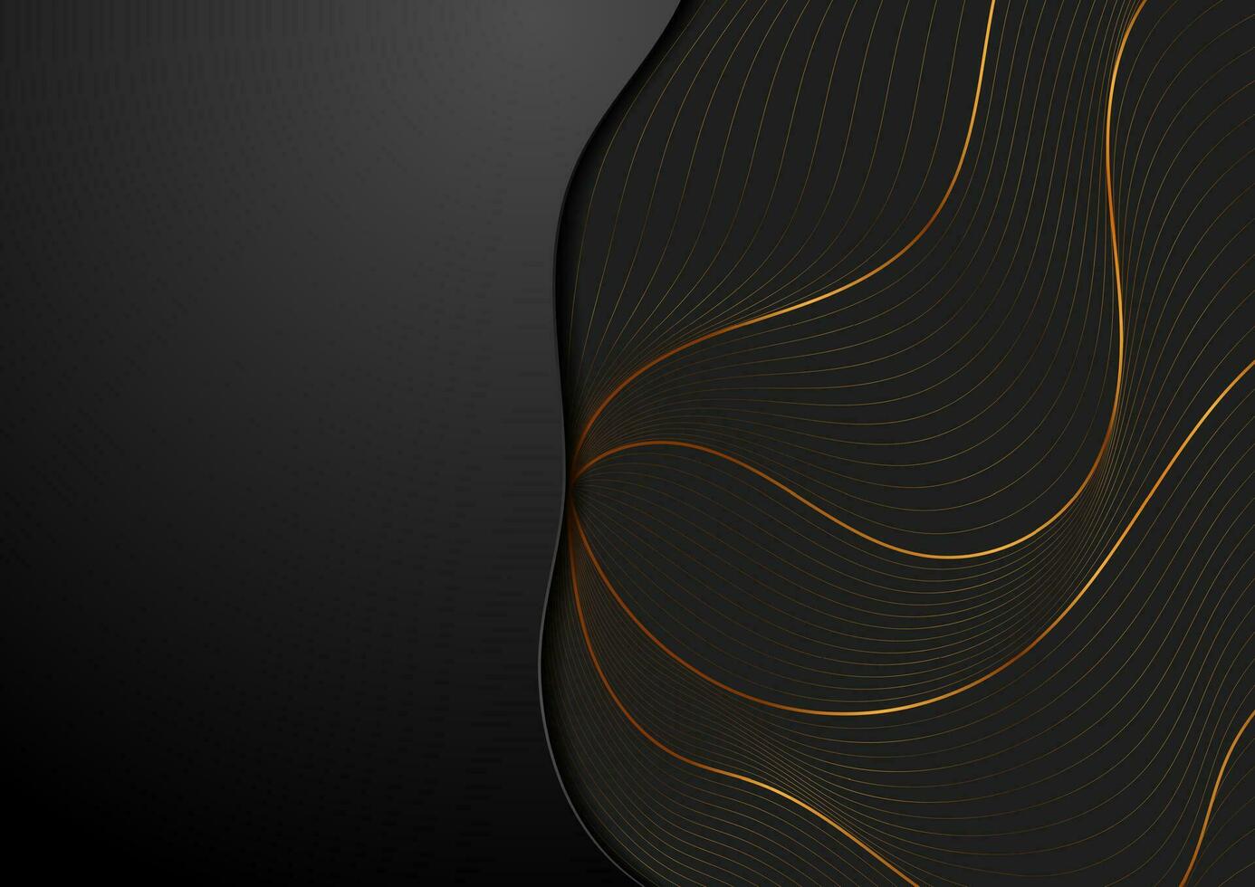 Black corporate background with golden wavy pattern vector