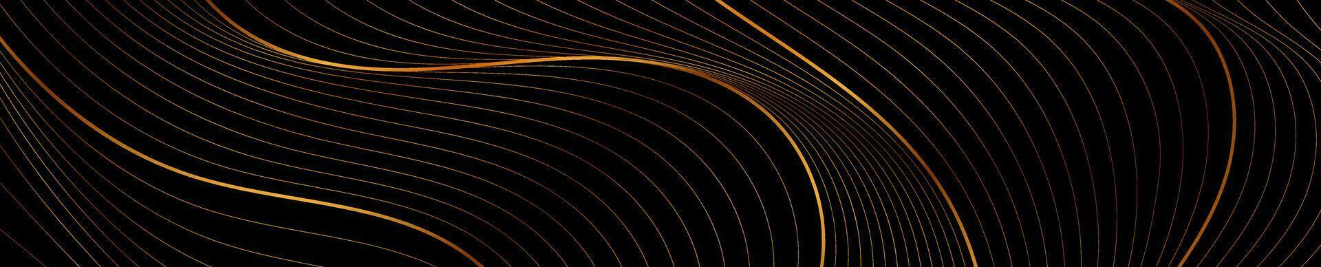 Luxury golden refracted curved waves abstract banner vector