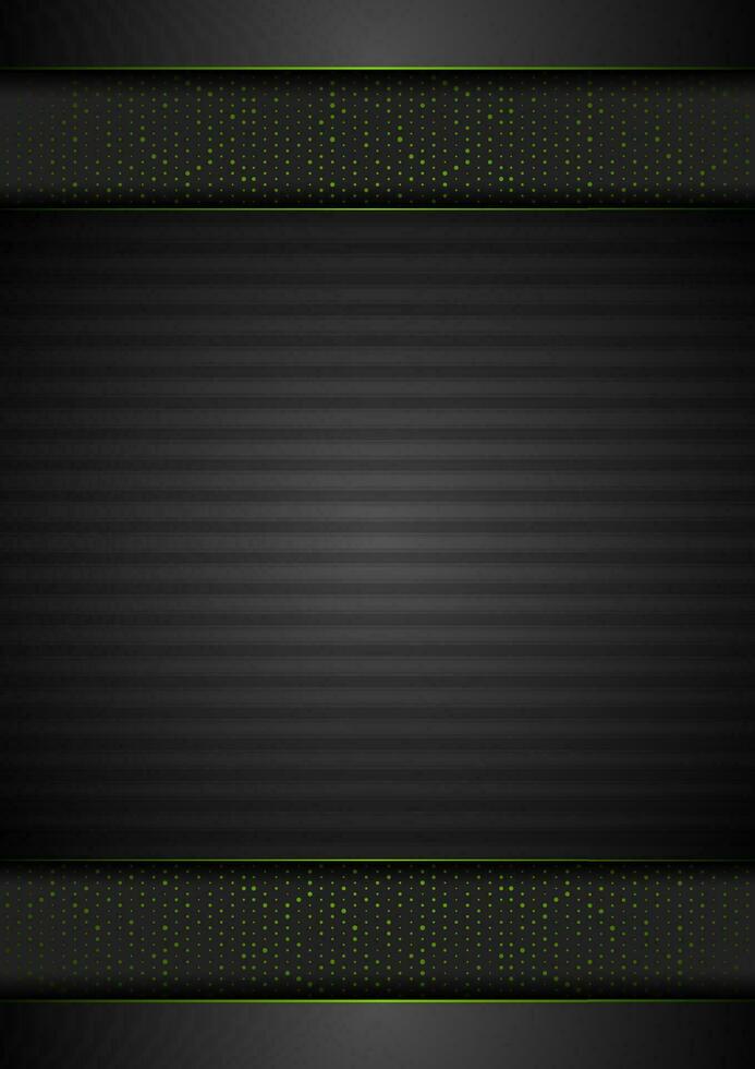 Technology black striped background with green dots vector