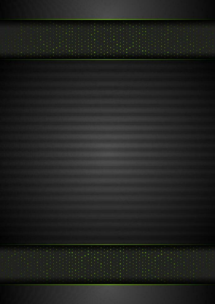 Technology black striped background with green dots vector