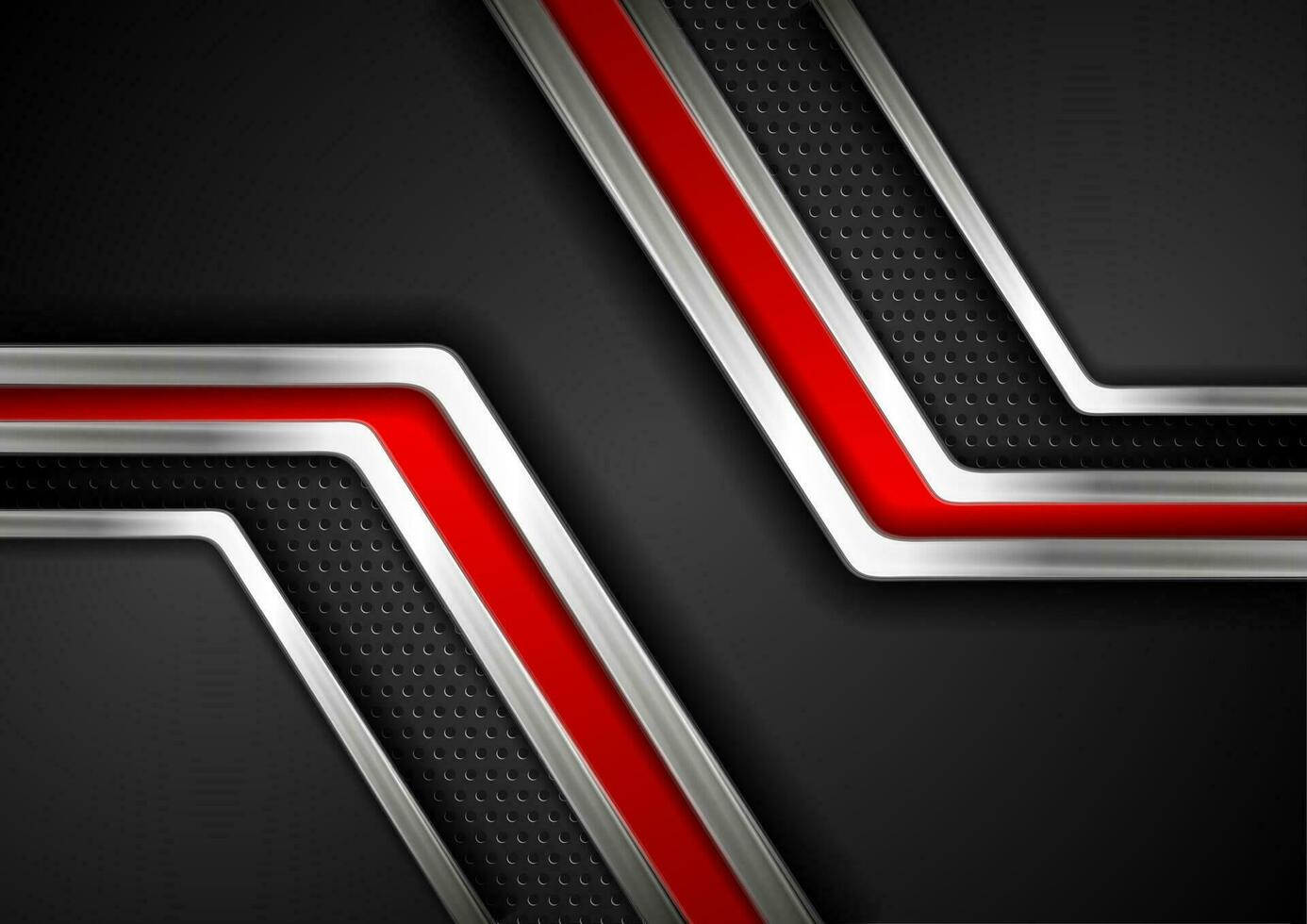 Technology red and black background with metallic stripes vector