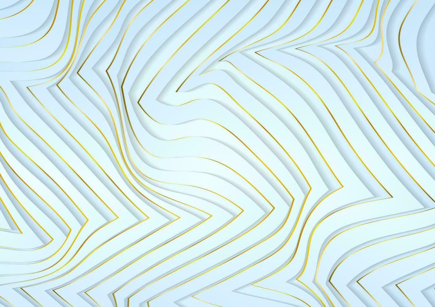 Light blue and golden refracted stripes abstract background vector