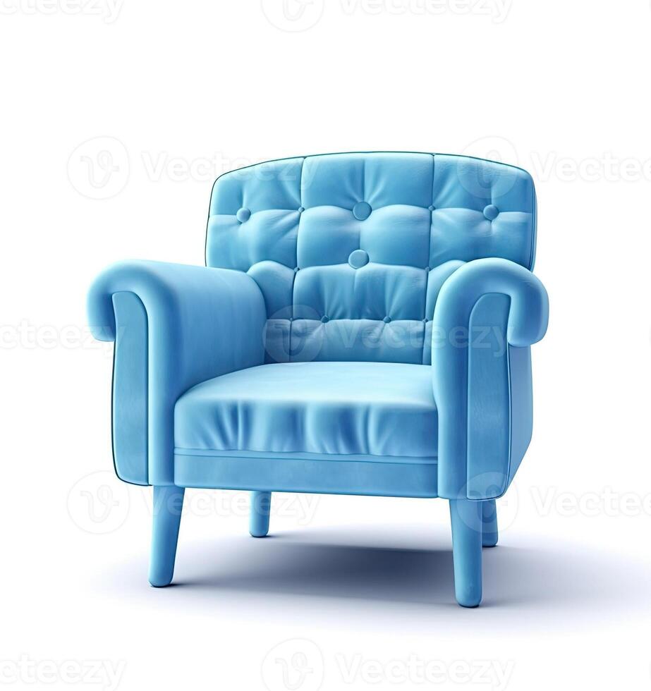 Blue chair isolated on white background. Generative AI photo