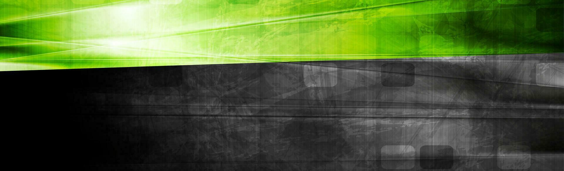 Black green tech grunge banner with squares texture vector