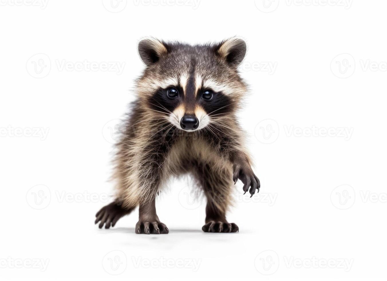 Raccoon isolated on white background. photo