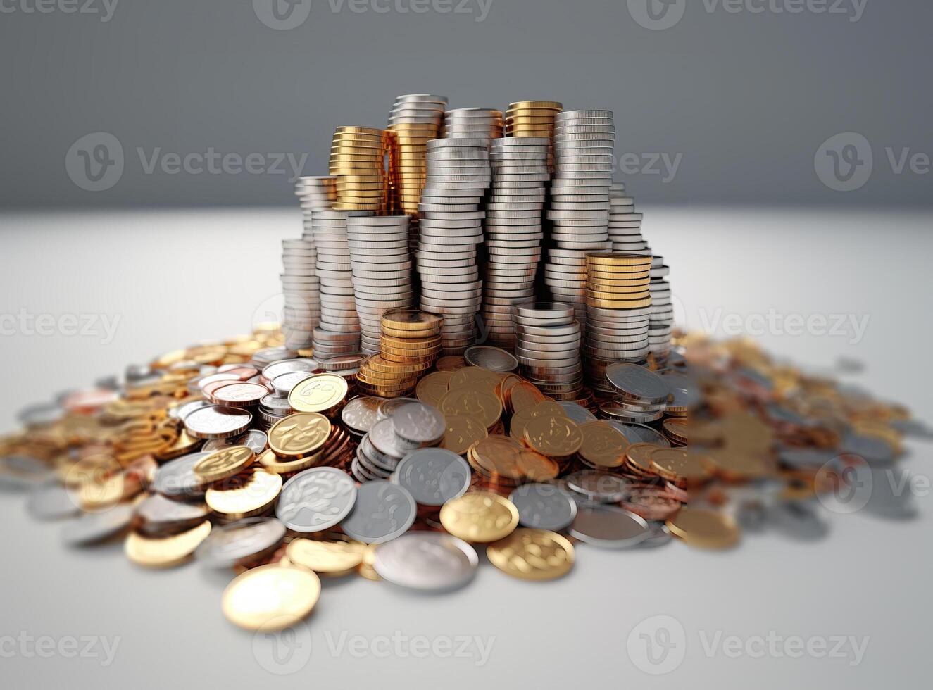Coins stack. Money pile wealth background. photo