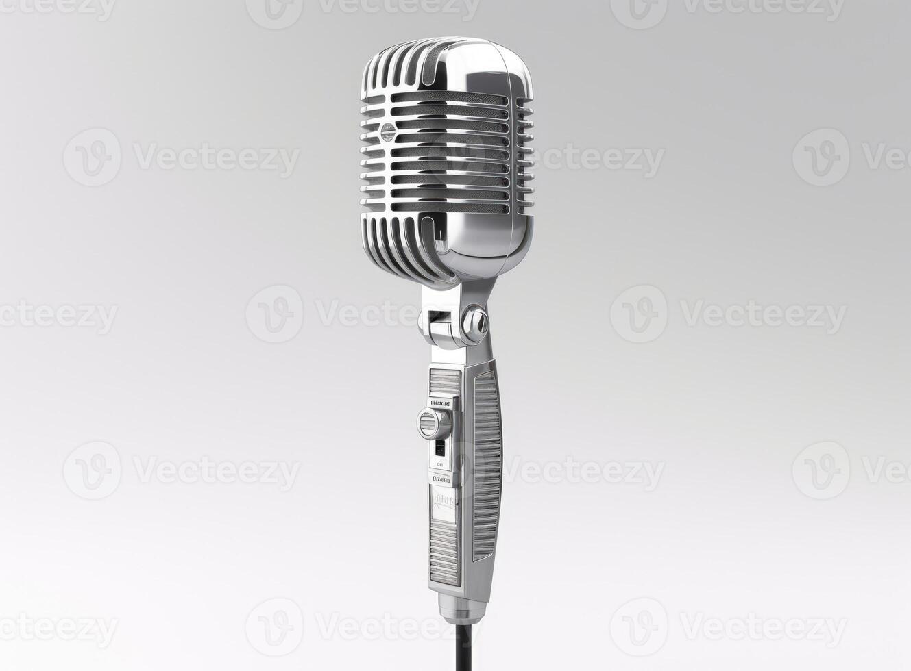 Old microphone isolated on white background. photo
