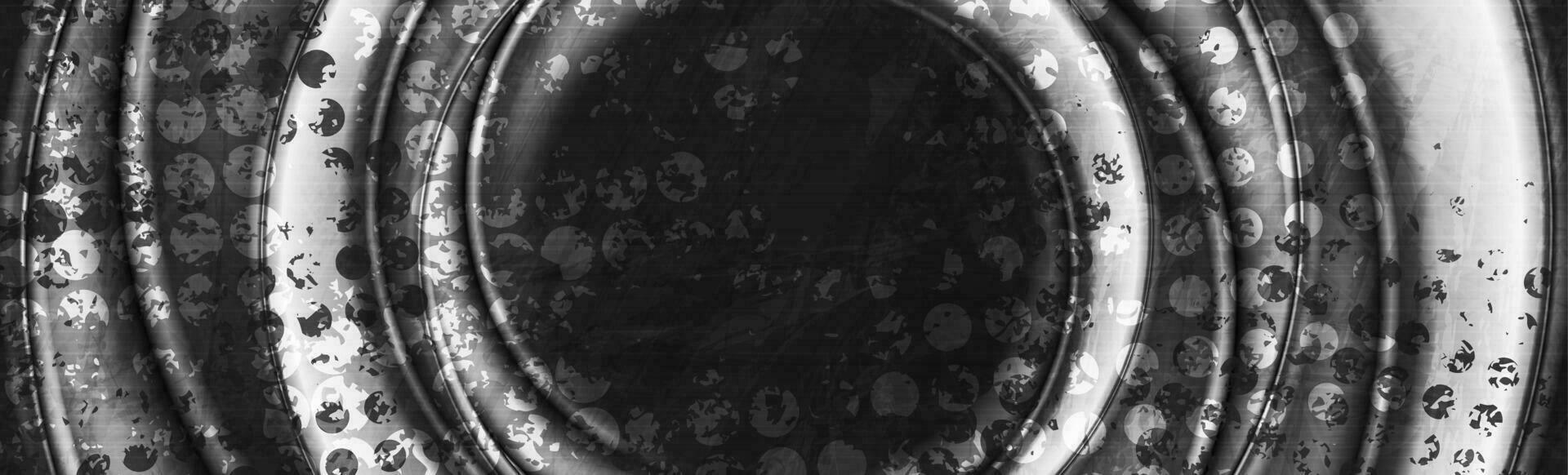 Black and white vintage grunge banner with circles vector