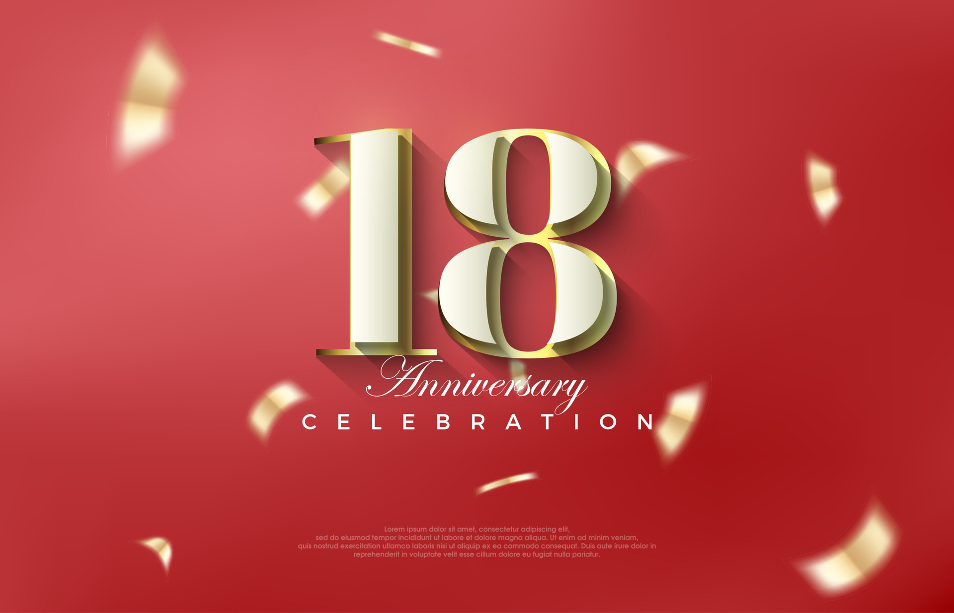 Luxury 18th anniversary with classic 3d numbers. Premium vector