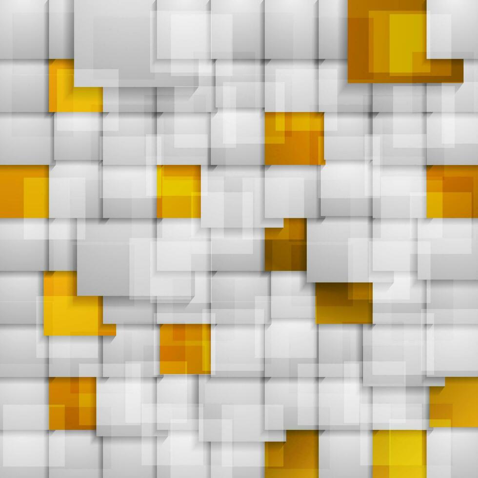 Grey and golden glossy squares abstract tech background vector
