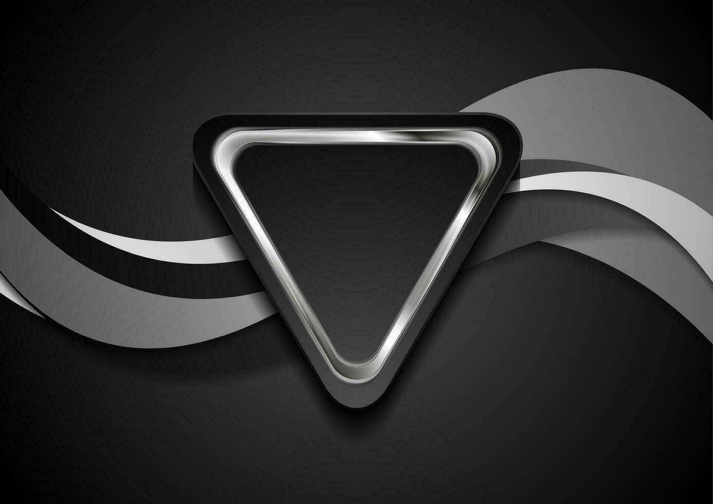 Grey waves and silver metal triangle frame abstract background vector