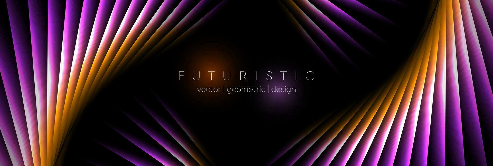 Orange and violet laser lines abstract hi-tech banner vector