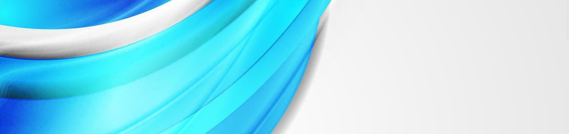 Bright blue shiny glossy waves abstract background vector