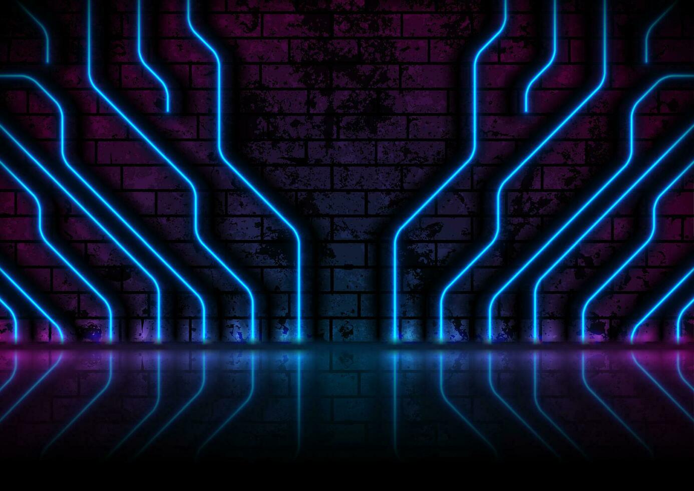 Blue neon circuit board technology grunge background vector