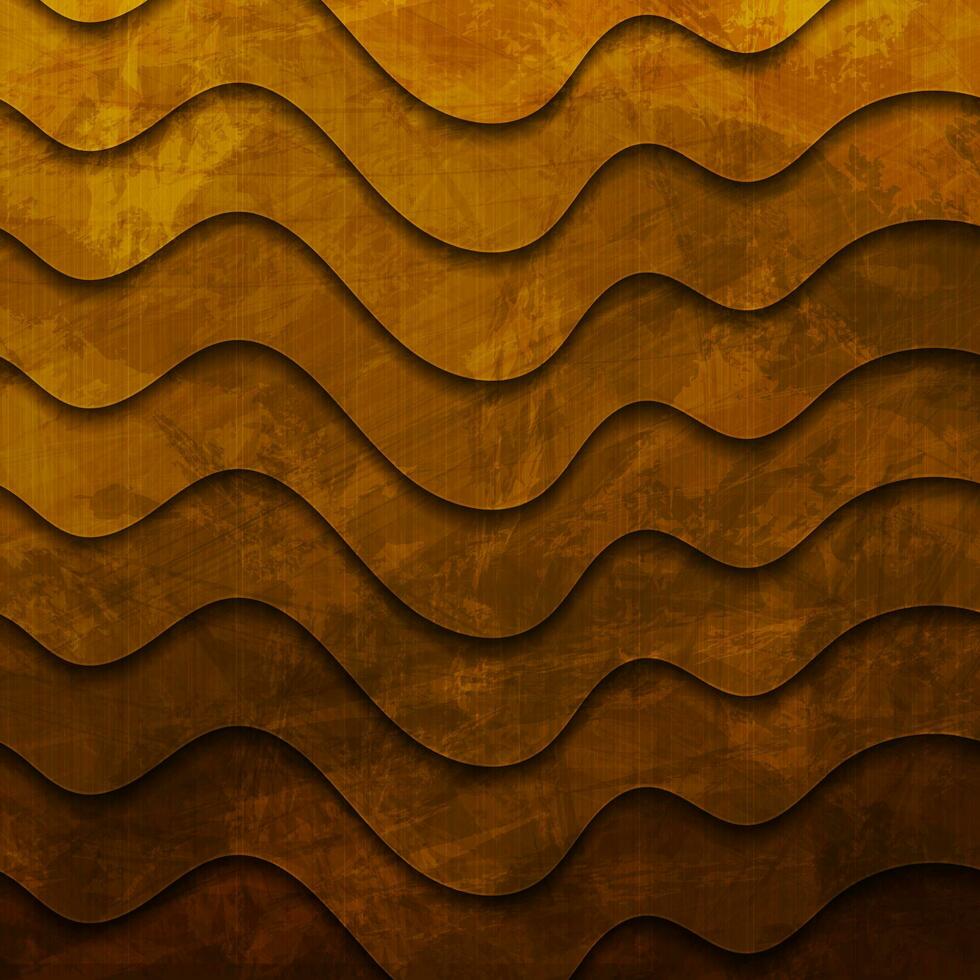 Dark orange grunge waves abstract background vector