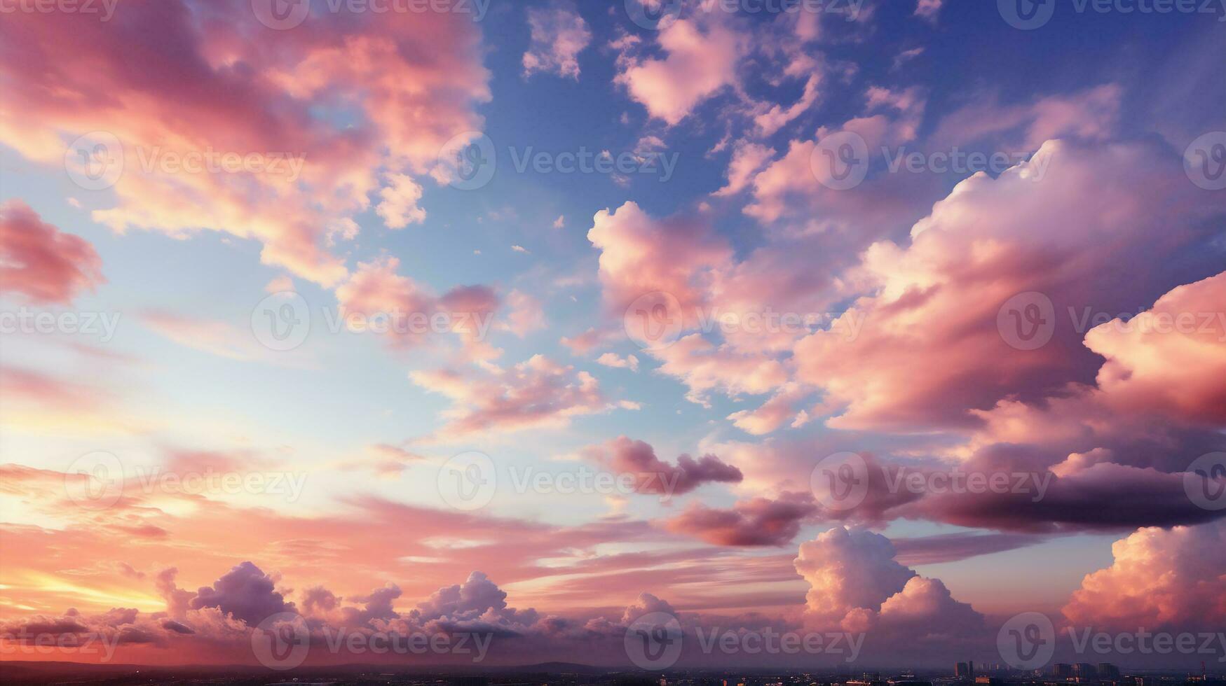 Pastel Sky with soft and fulffy cloudy, Generative ai photo