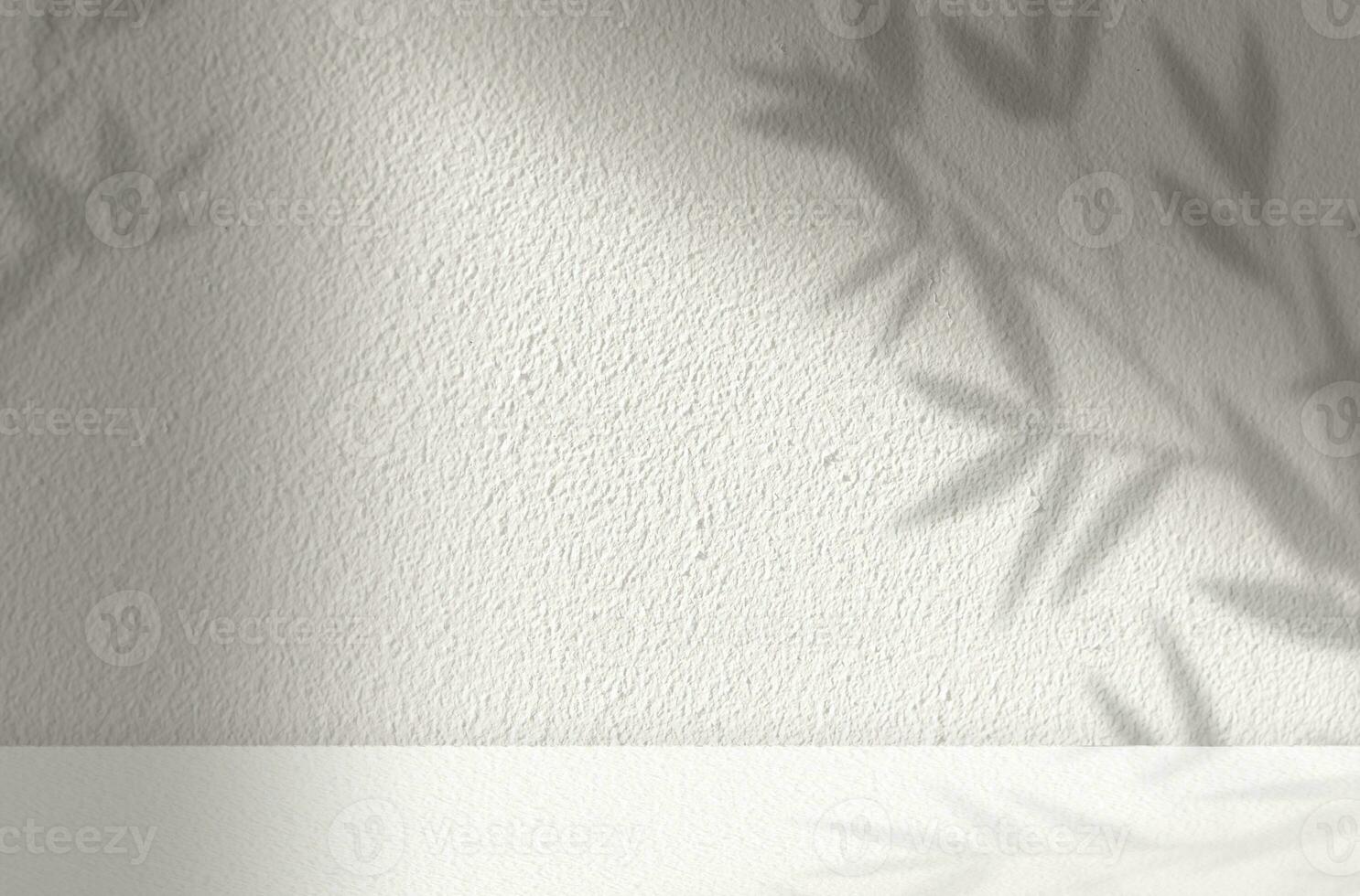 Studio background,Bamboo Leaves shadow with sunlight effect on grey concrete wall background,Empty White Studio Room Display with leaves silhouette on Cement,Backdrop display for product presentation photo