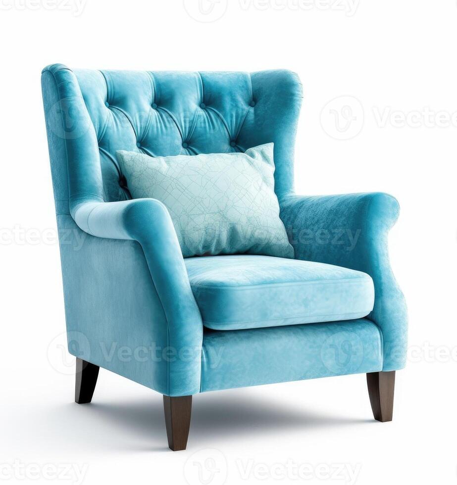 Blue chair isolated on white background. photo