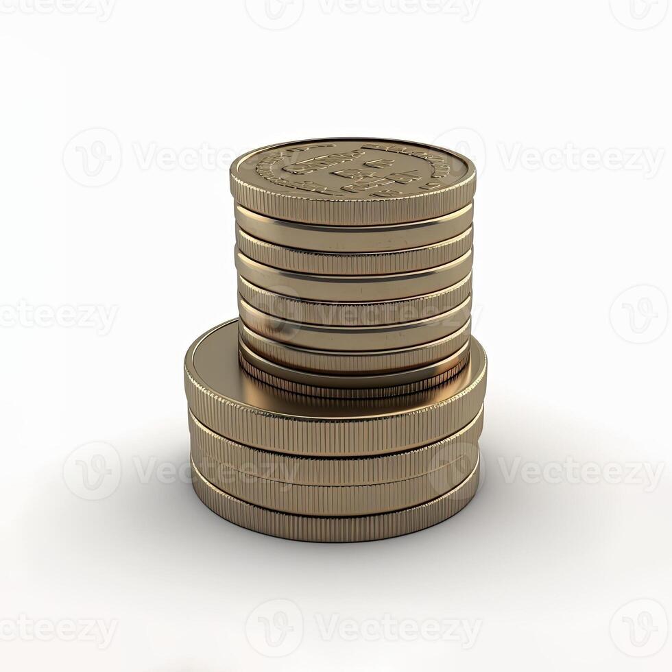 Coins stack. Money pile wealth background. Generative AI photo