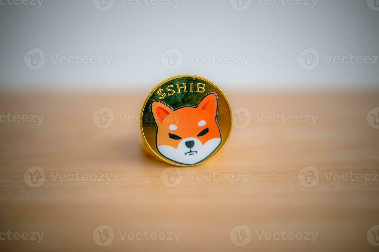 1 Shiba inu coin SHIB, it is one of the crypto tokens, close-up. photo