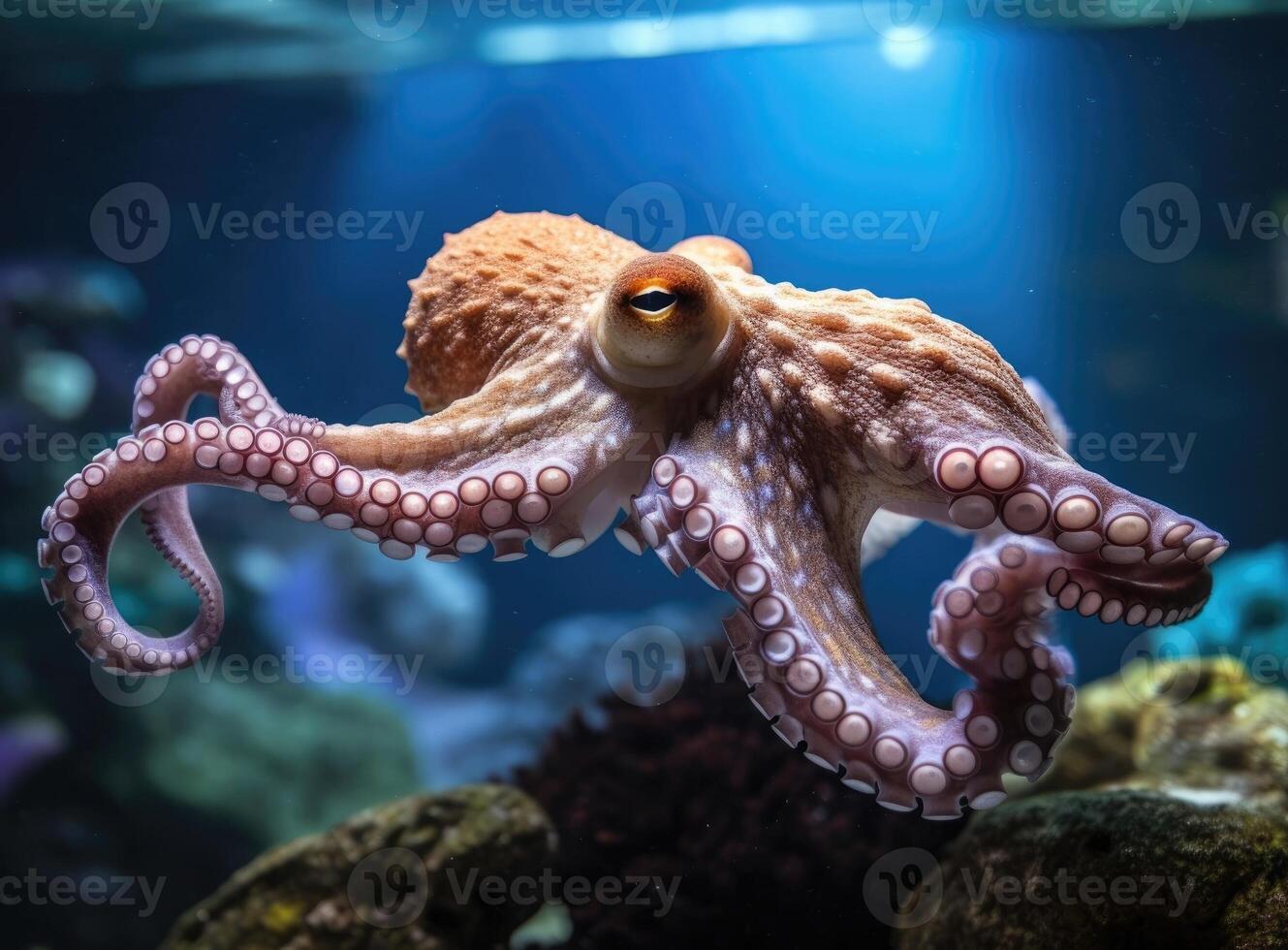 pulpo nadando en el océano. generativo ai. foto