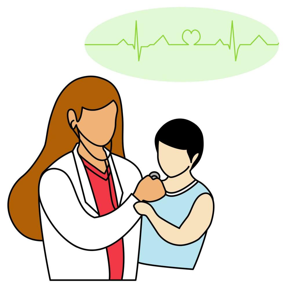 Woman doctor and child checkup health vector illustration graphic flat illustration style, character of people health care.