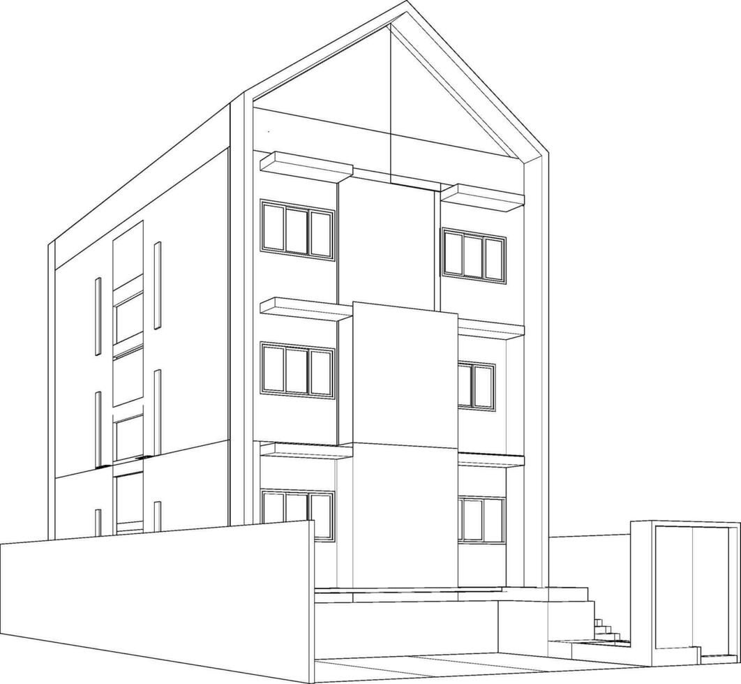 3D illustration of residential project vector