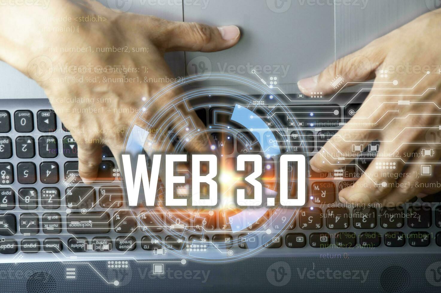 Digital communication concept and virtual screen technology WEB 3.0 and AI development photo