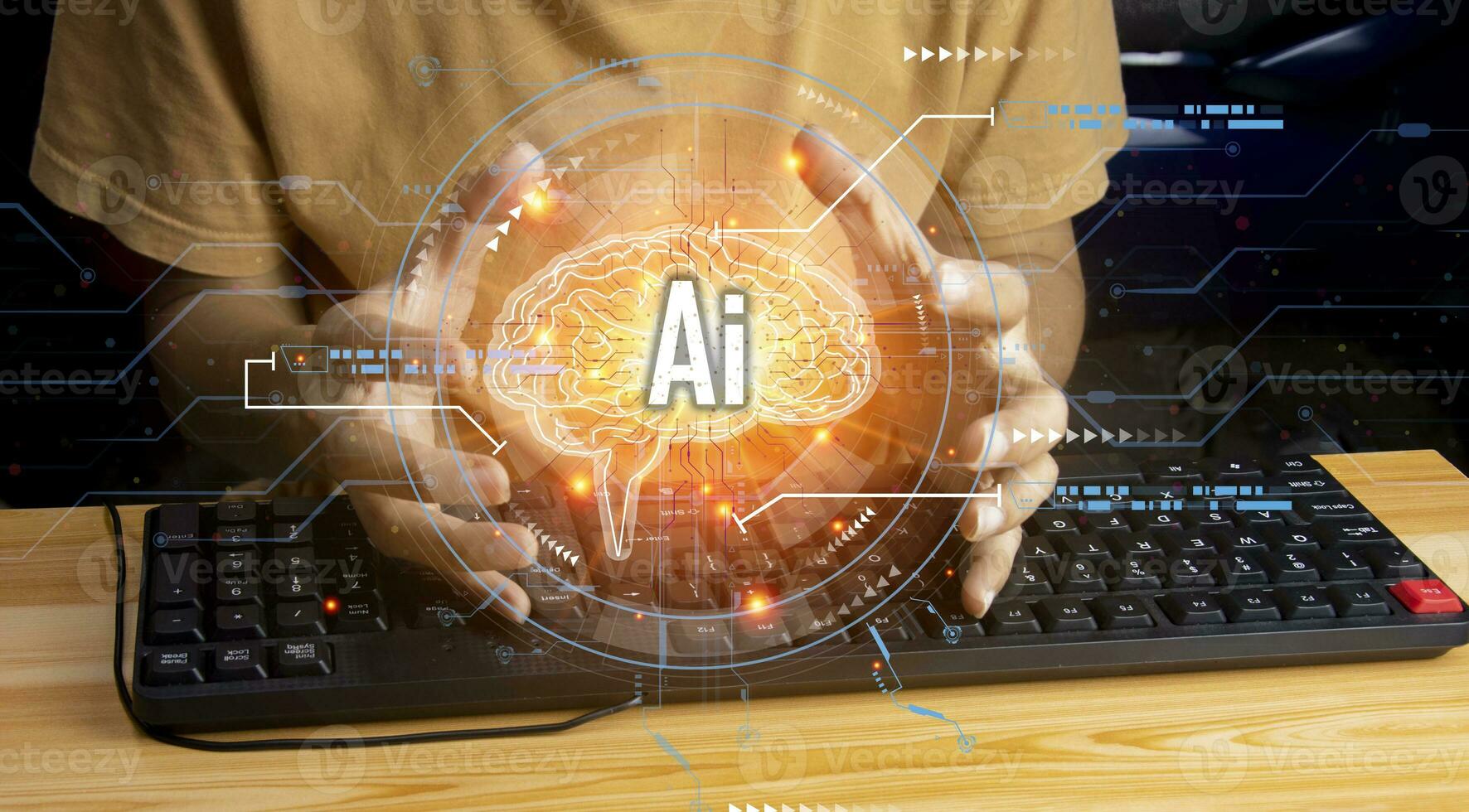 The concept of developing an artificial intelligence system that can interact with humans and be used in the industry 5.0 system. photo