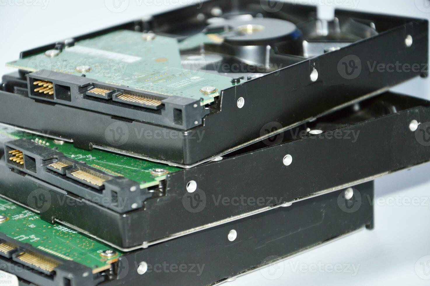 3.5 inch platter-type computer hard disk on a white background photo