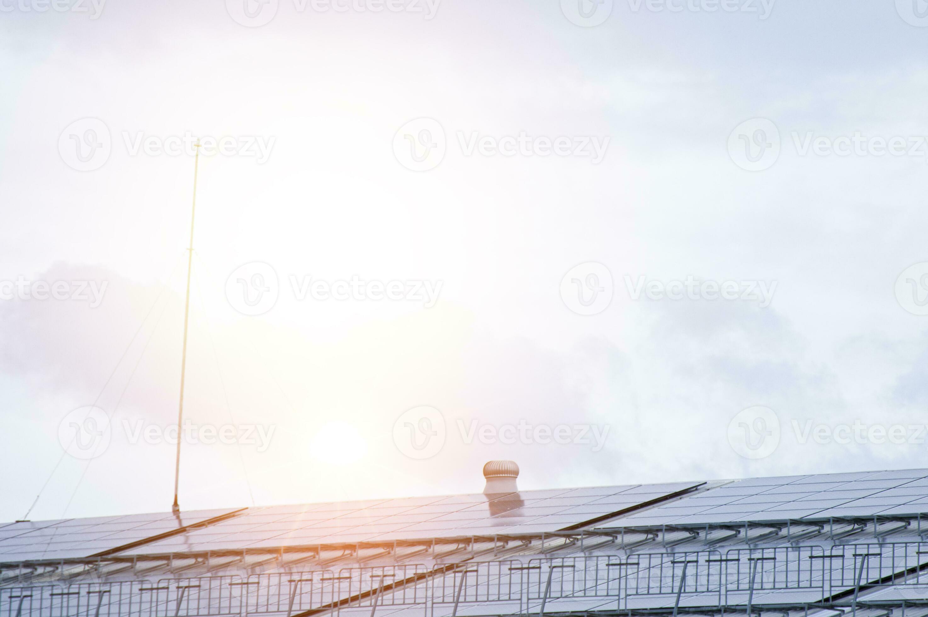 One roof with multiple solar panels installed 27532926 Stock Photo at