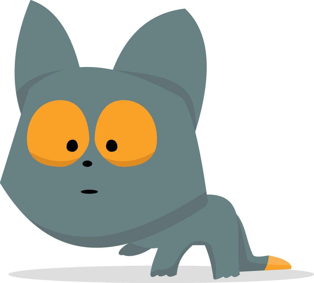 Cute Black Cat Isolated confused pose. Cute Cartoon Animal Character vector