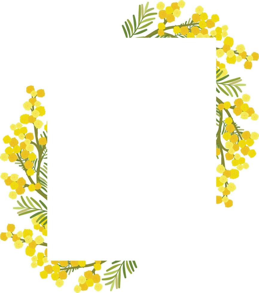 floral marco con un ramo de flores de amarillo mimosa flores vector