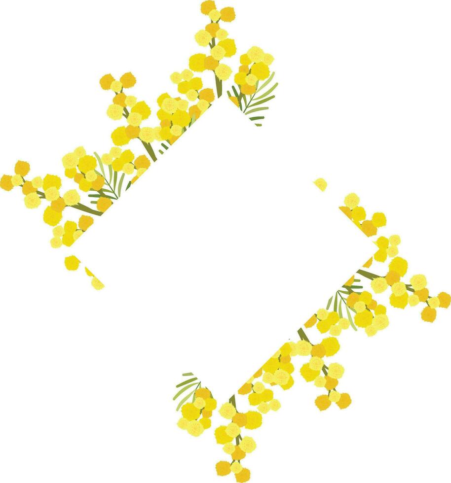 floral frame with a bouquet of yellow mimosa flowers vector
