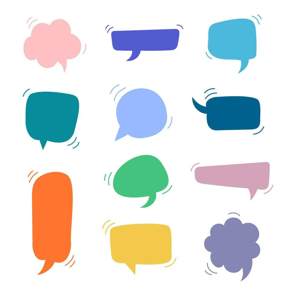 Cartoon colored bubble talk set. Flat speech communication collection vector