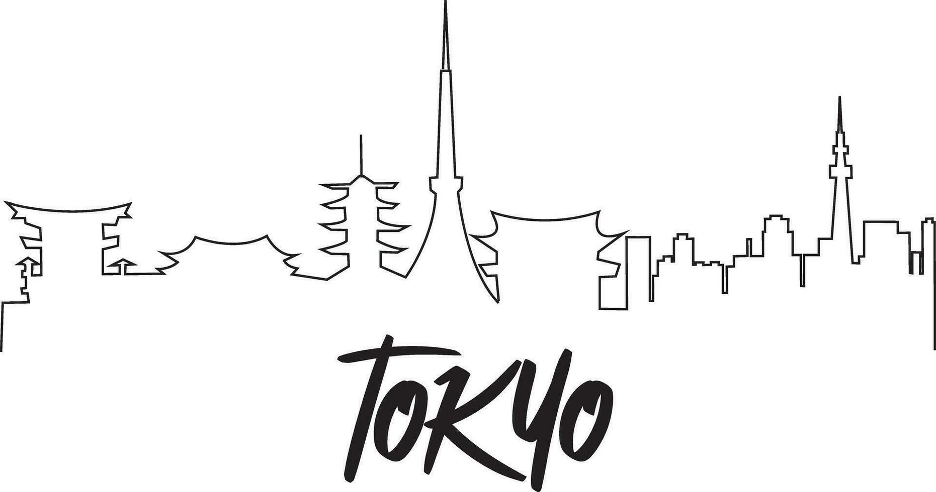 tokio línea dibujo gratis vector