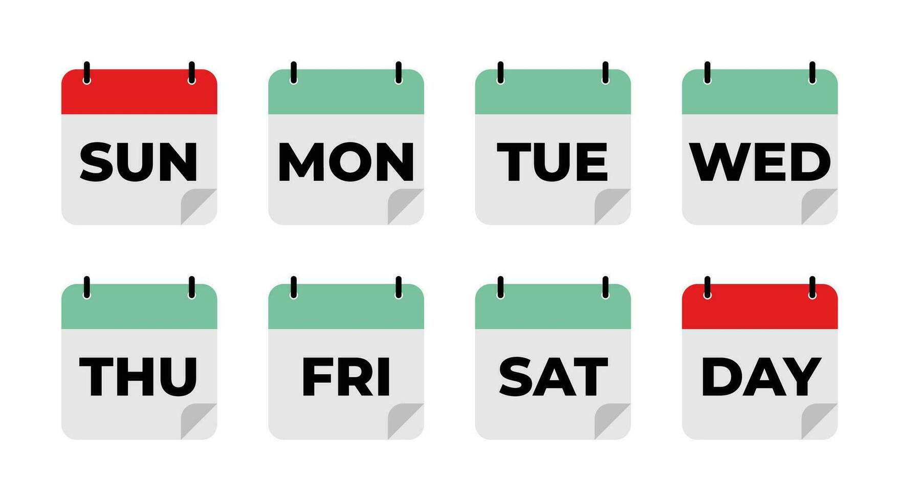 Vecter simple icon calender, 7 day of the week, Collection of calendar symbols. vector