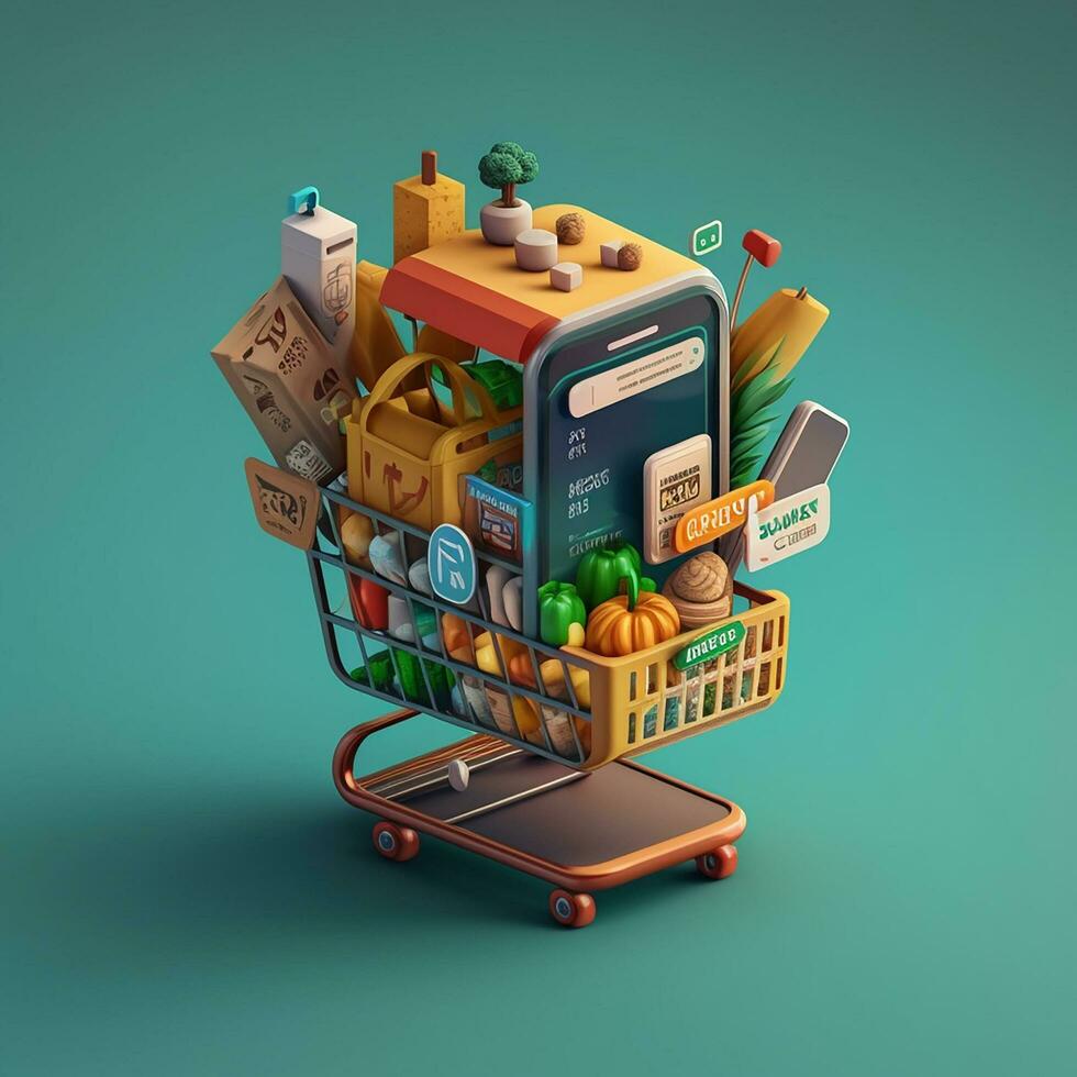Online shopping product realistic free image, Ai Generative photo