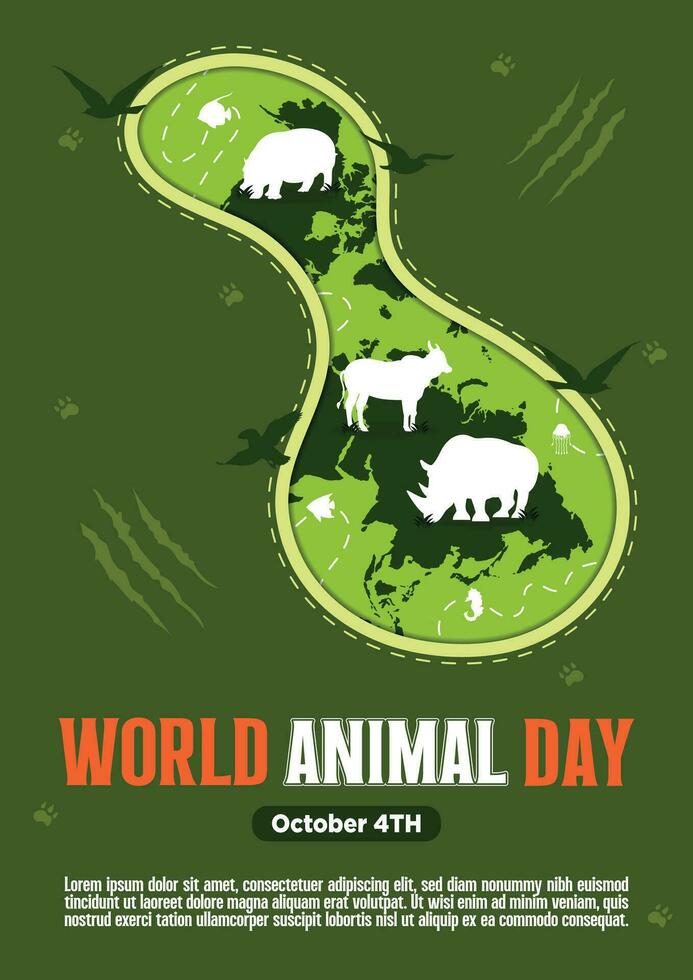 Poster Template World Animal Day With Flora and Fauna Vector Illustration 1.3