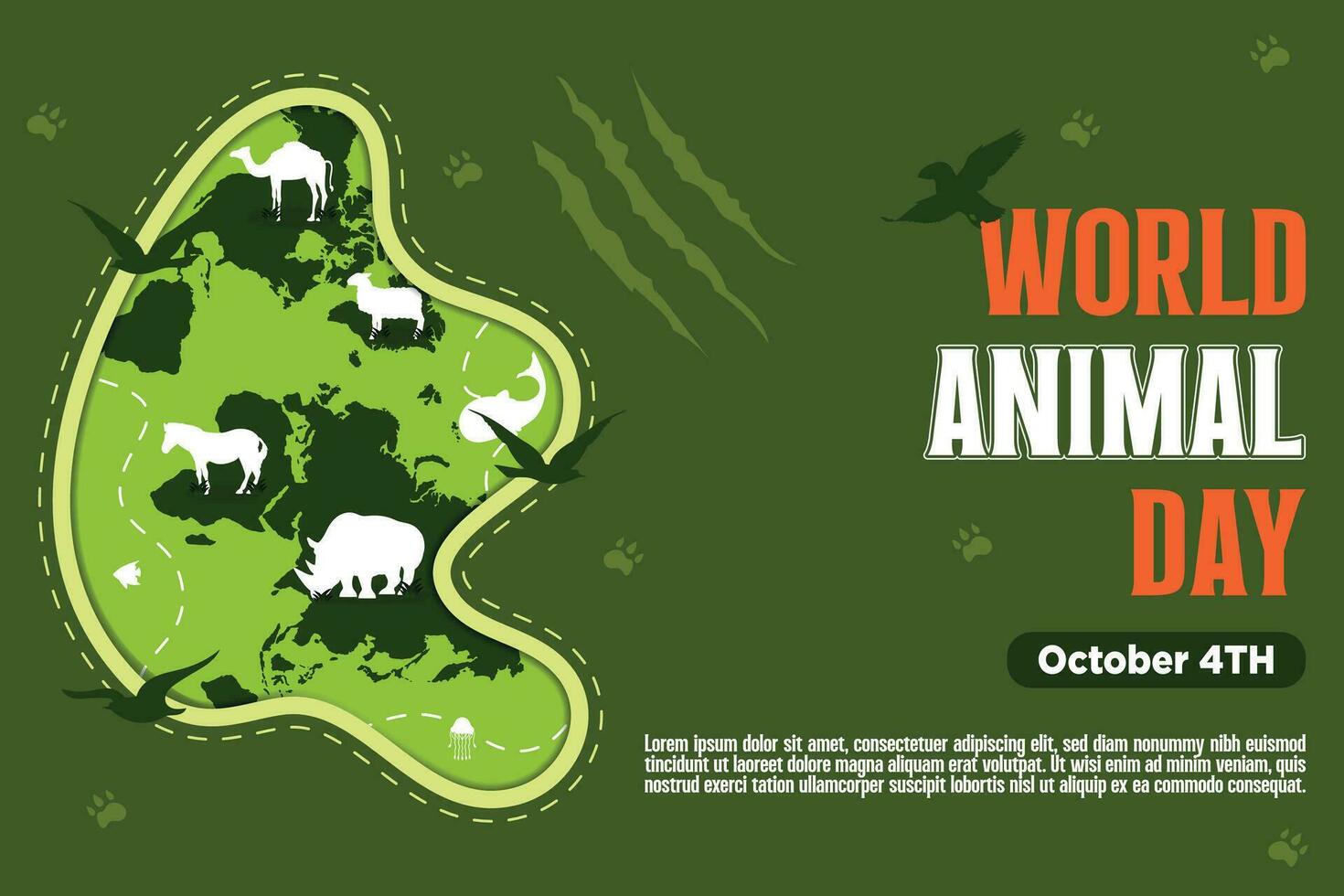 Vector World Animal Day With Flora and Fauna Illustration 1.7