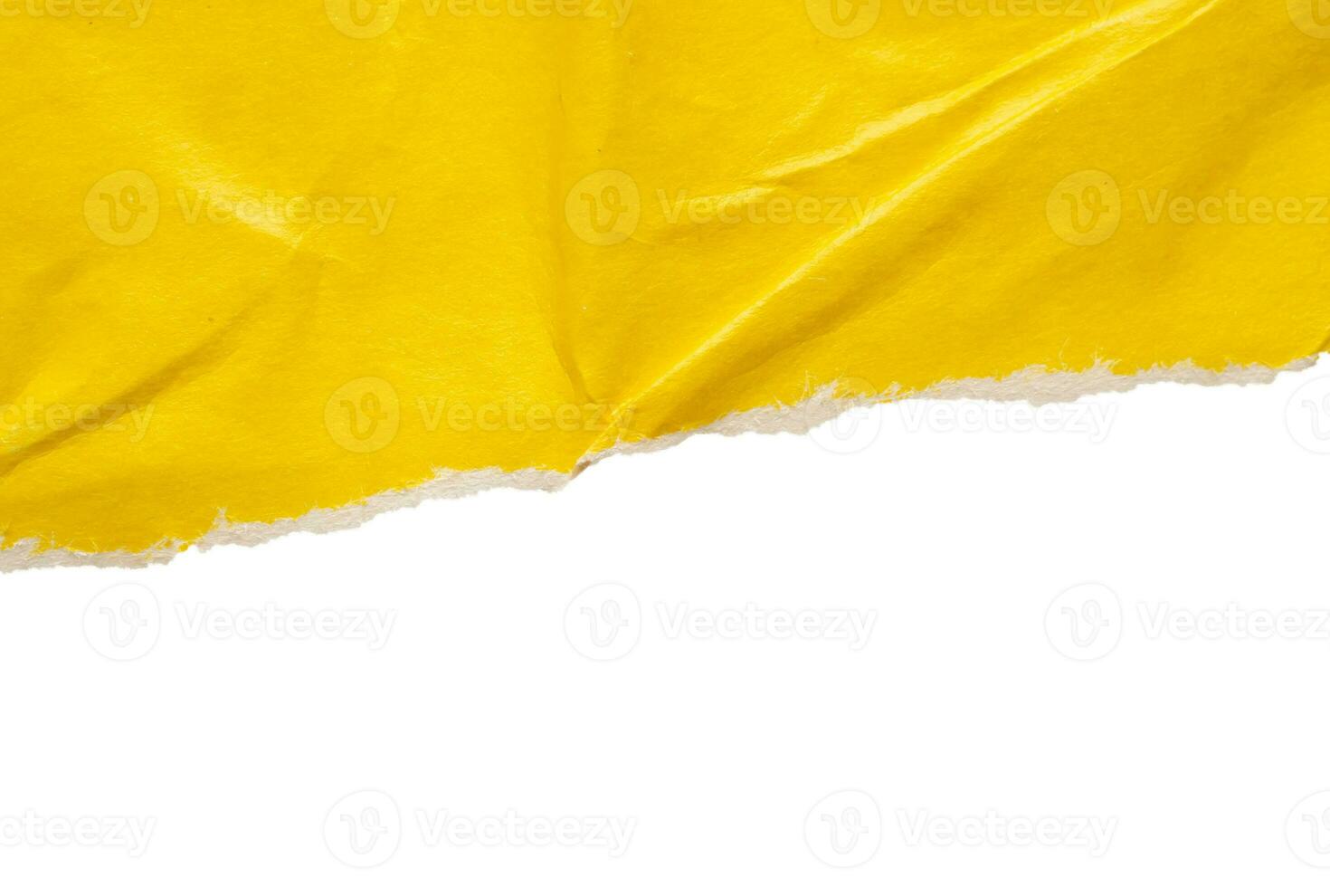 Yellow ripped paper torn edges strips isolated on white background photo