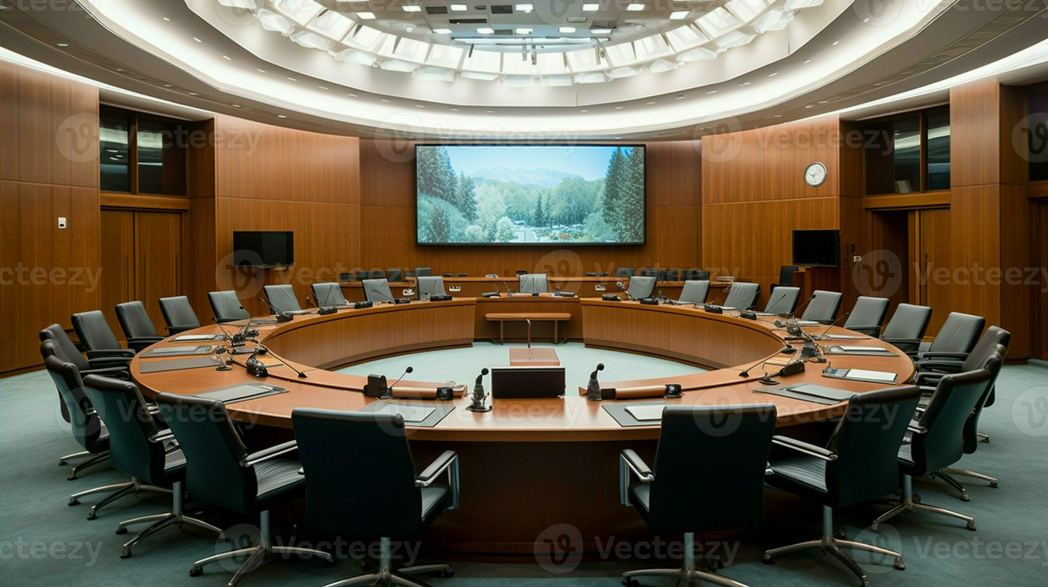 Meeting room with a big conference table in a modern office of the Meeting room with a big conference table in a modern office of the