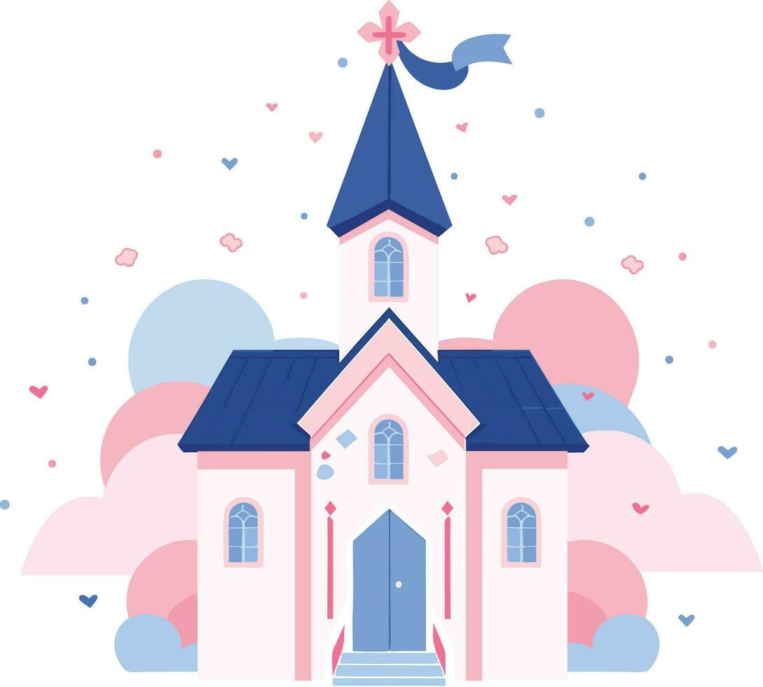 mano dibujado capilla para Boda en plano estilo vector