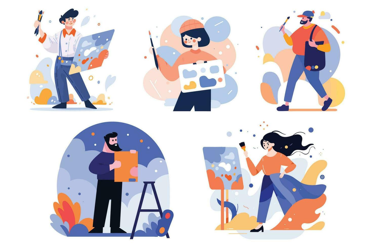 Hand Drawn Painter is drawing with creativity and fun in flat style vector