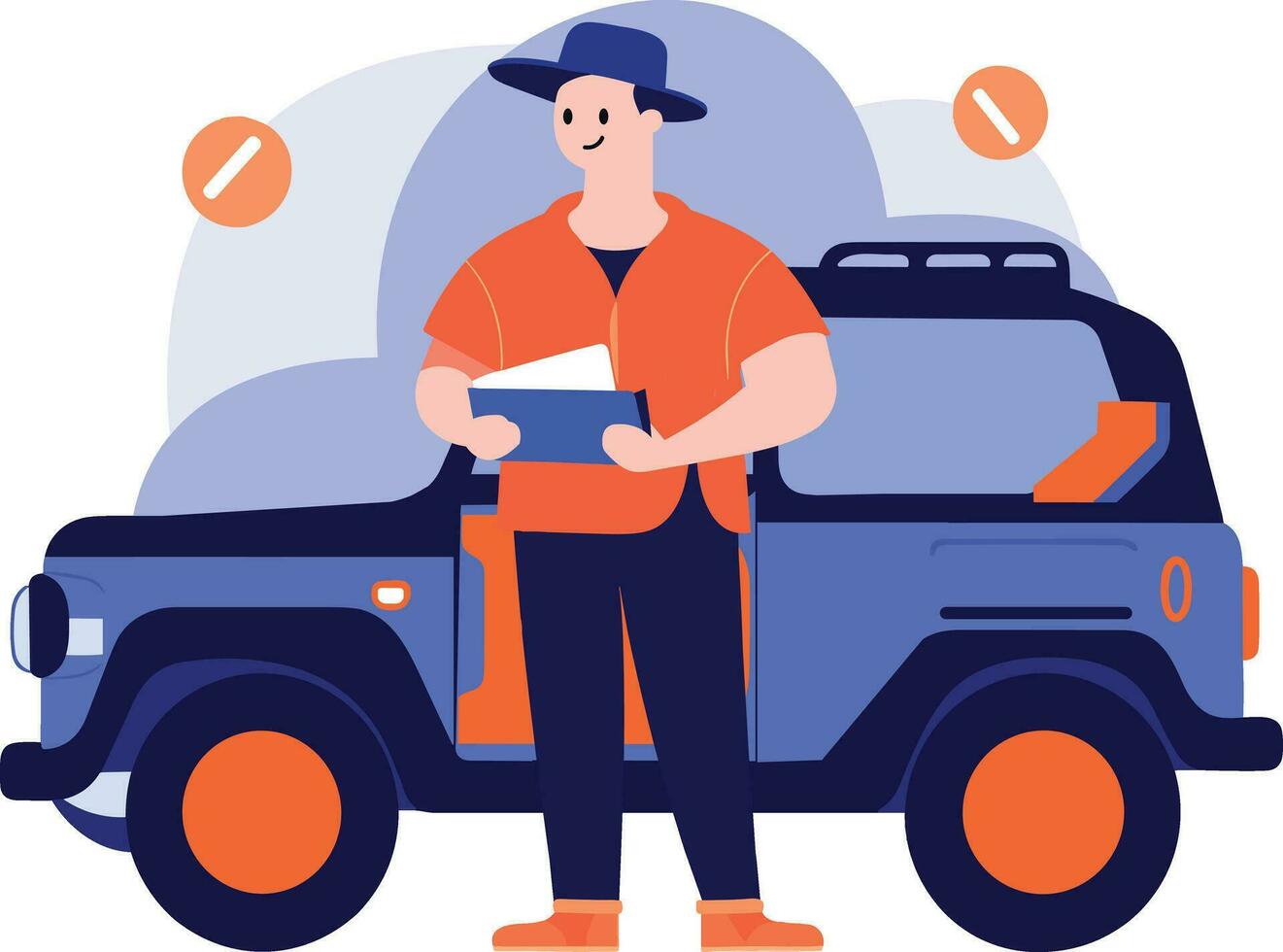 Hand Drawn Car mechanic checking car equipment at the garage in flat style vector