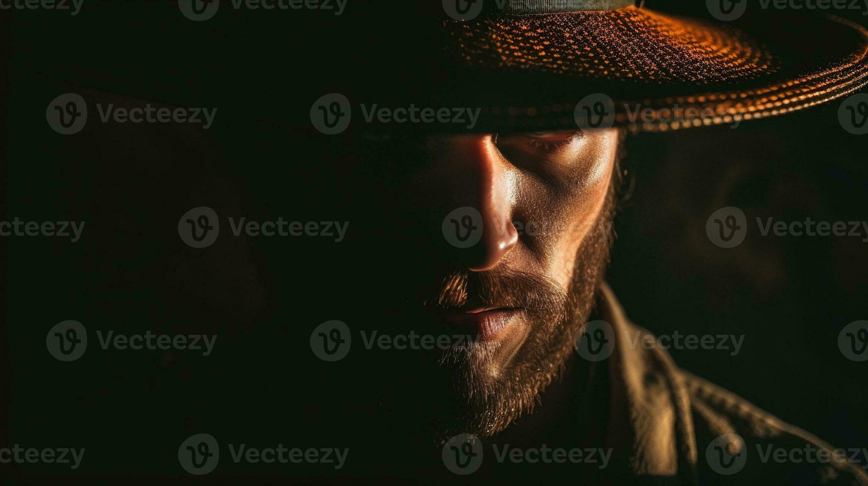 handsome man with cowboy hat Generative AI, AI Generated photo