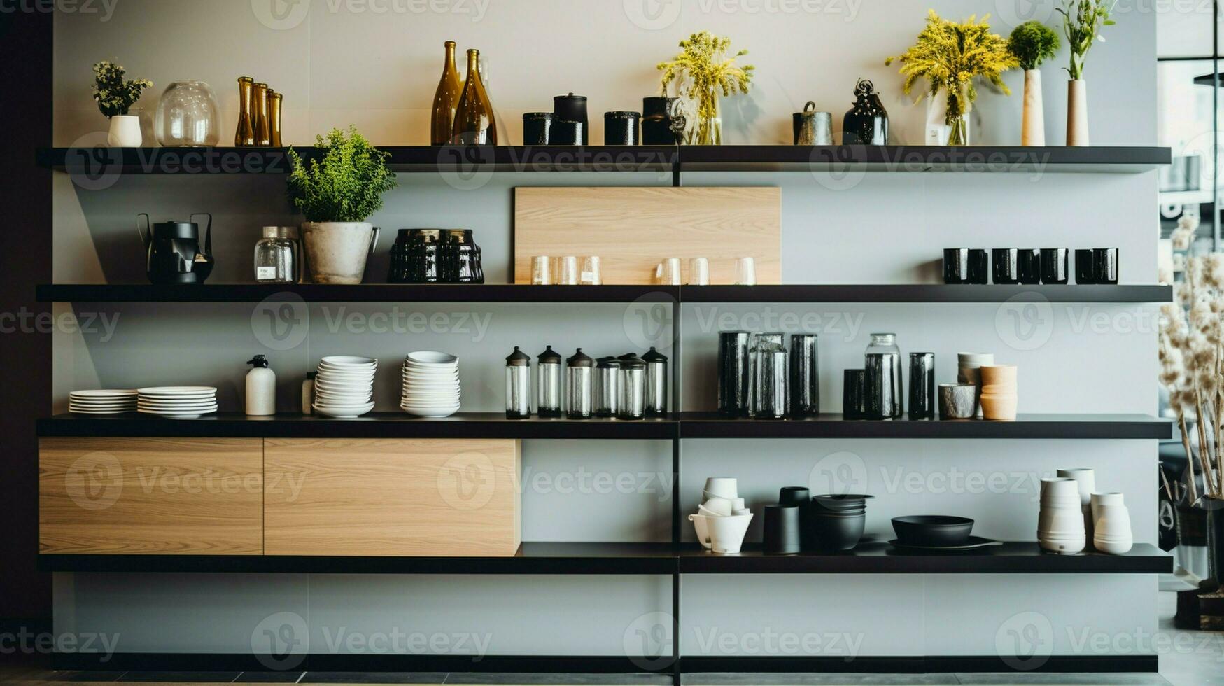 Juse shop interior. Juse shelves in a modern store. photo