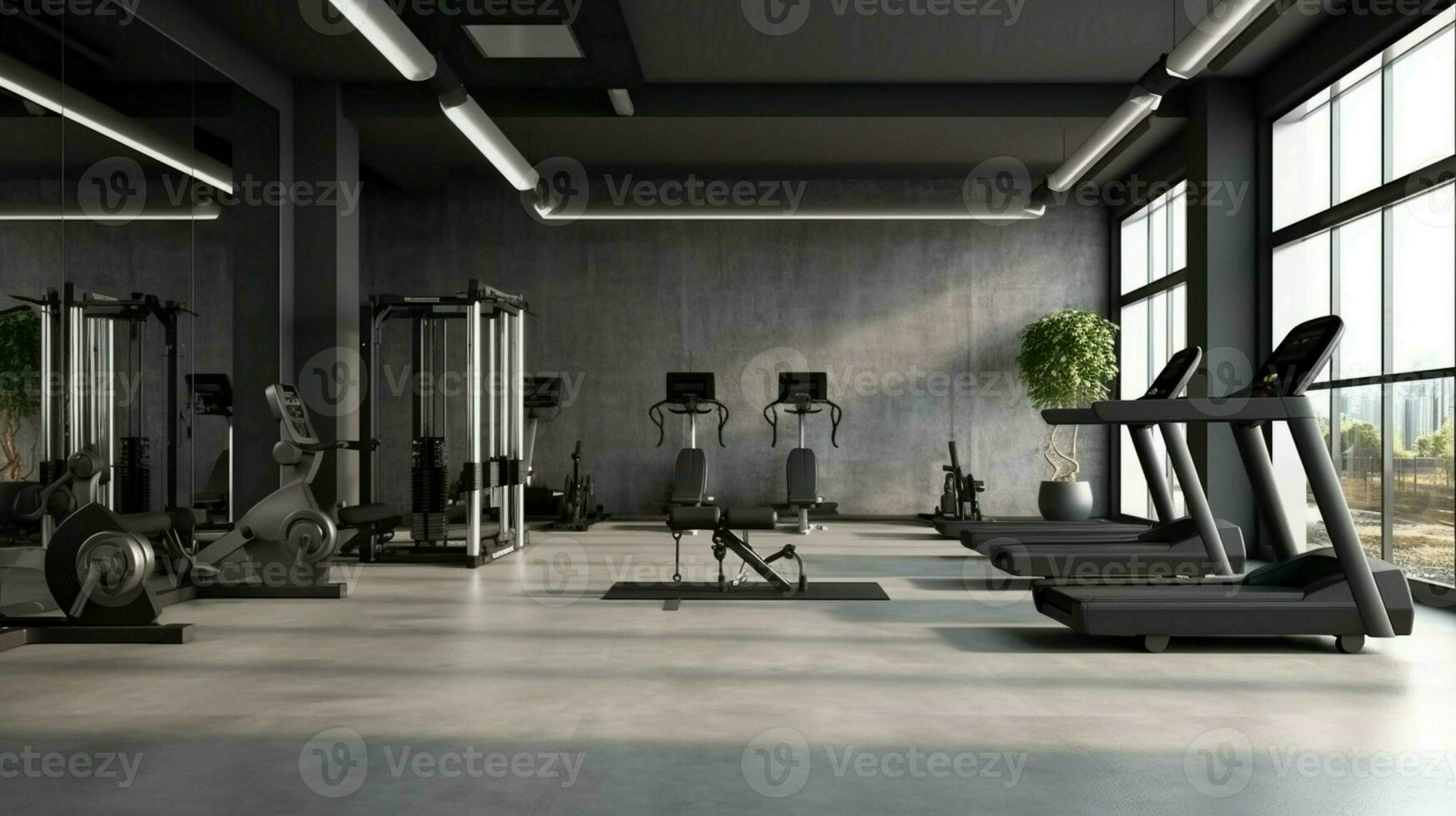 3d render modern gym fitness room. photo