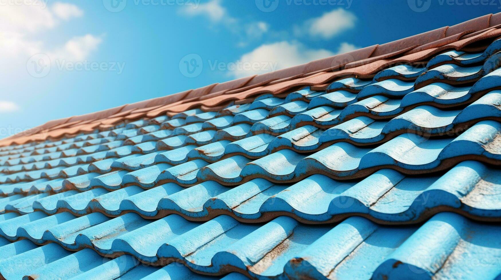 moderno techo en un techo con un azul cielo antecedentes generativo ai, ai generado foto