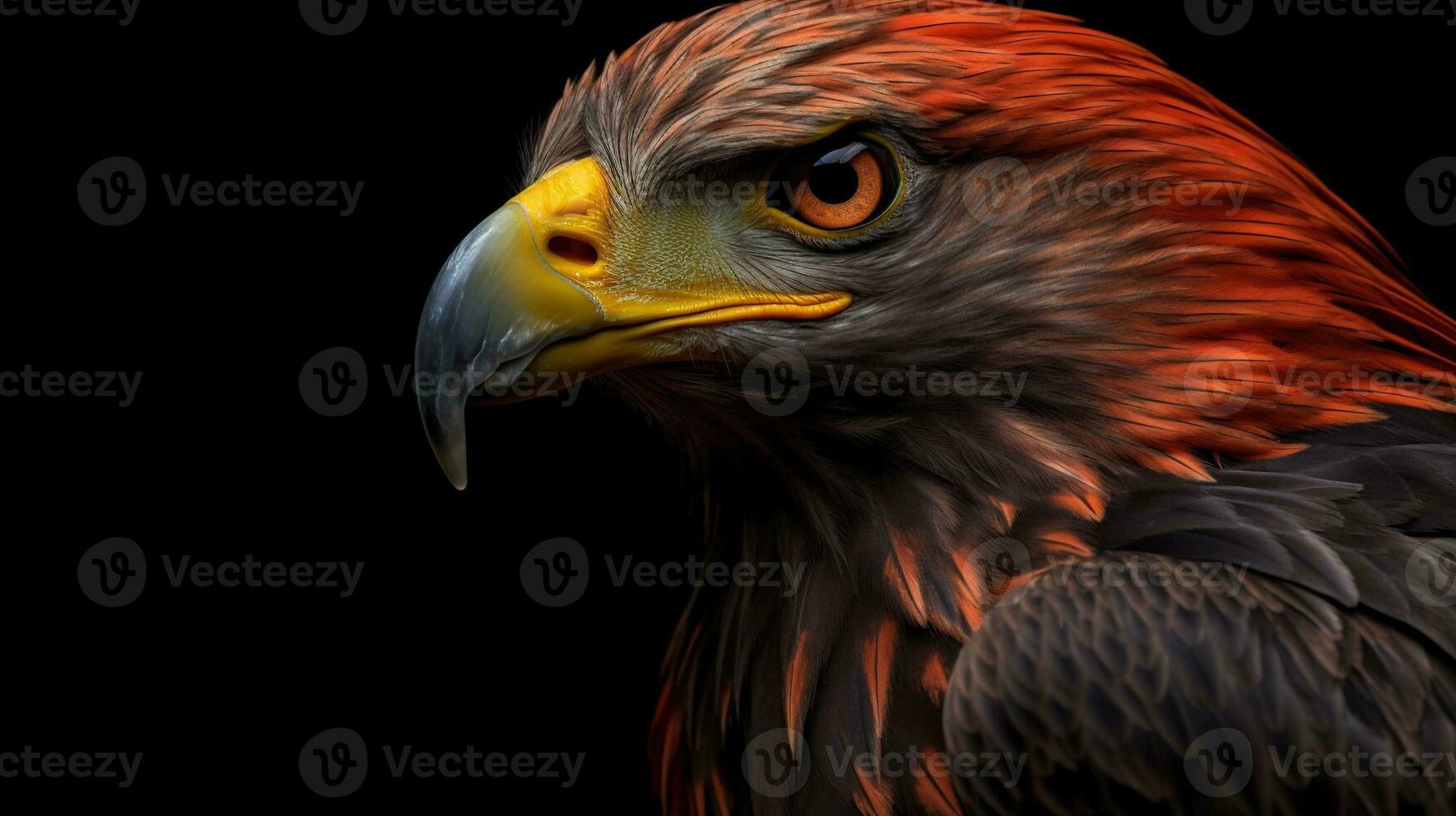 close up portrait of a eagle with golden background, isolated Generative AI, AI Generated photo